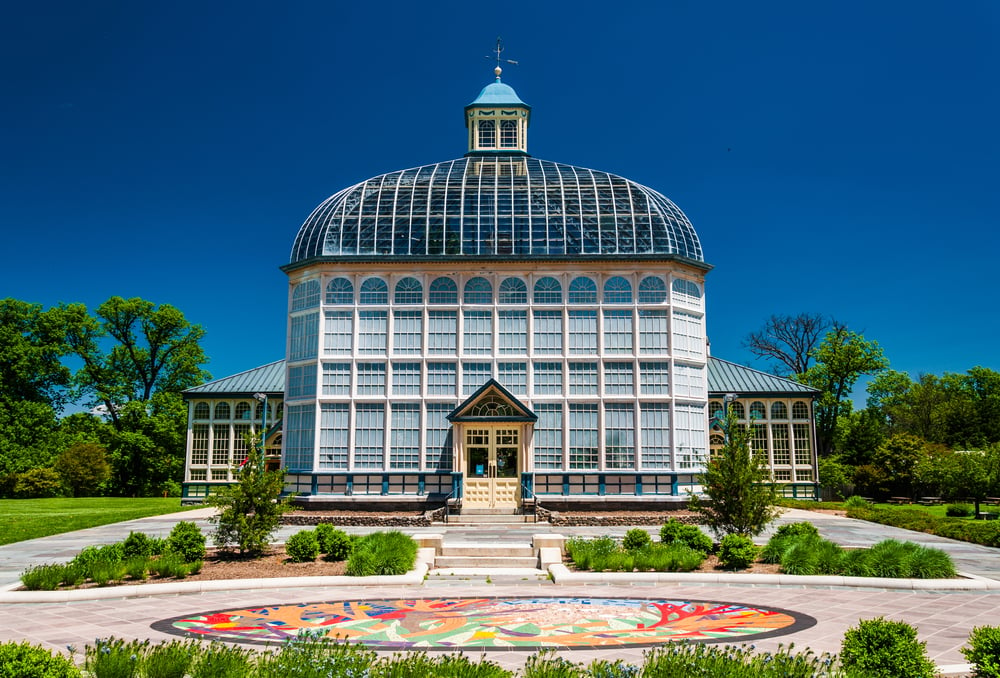 The Howard Peters Rawlings Conservatory, in Druid Hill Park, Baltimore, Maryland.